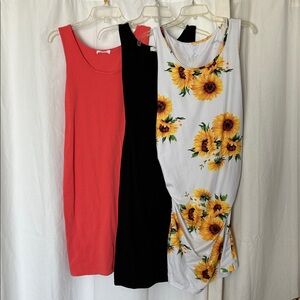 Bundle of maternity bodycon midi tank dresses